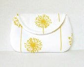 White Yellow Dandelion Small Clutch by waterpath