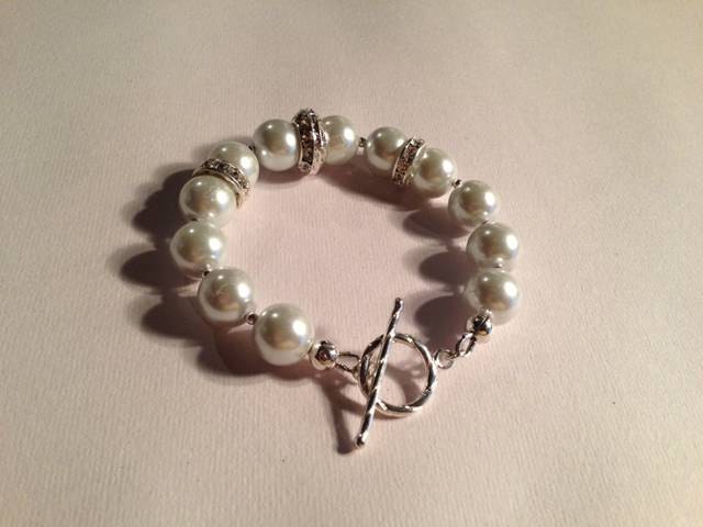 Pearl Bracelet Pearl Jewelry Bride Bracelet Silver Jewelry Wedding Jewellery Bridesmaid White Fashion Everyday Beaded Crystal