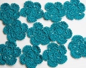 Turquoise Crochet Flowers Handmade Applique -  SET OF 10 of 1.5 x 1.5"  Shabby Chic Vintage Inspired