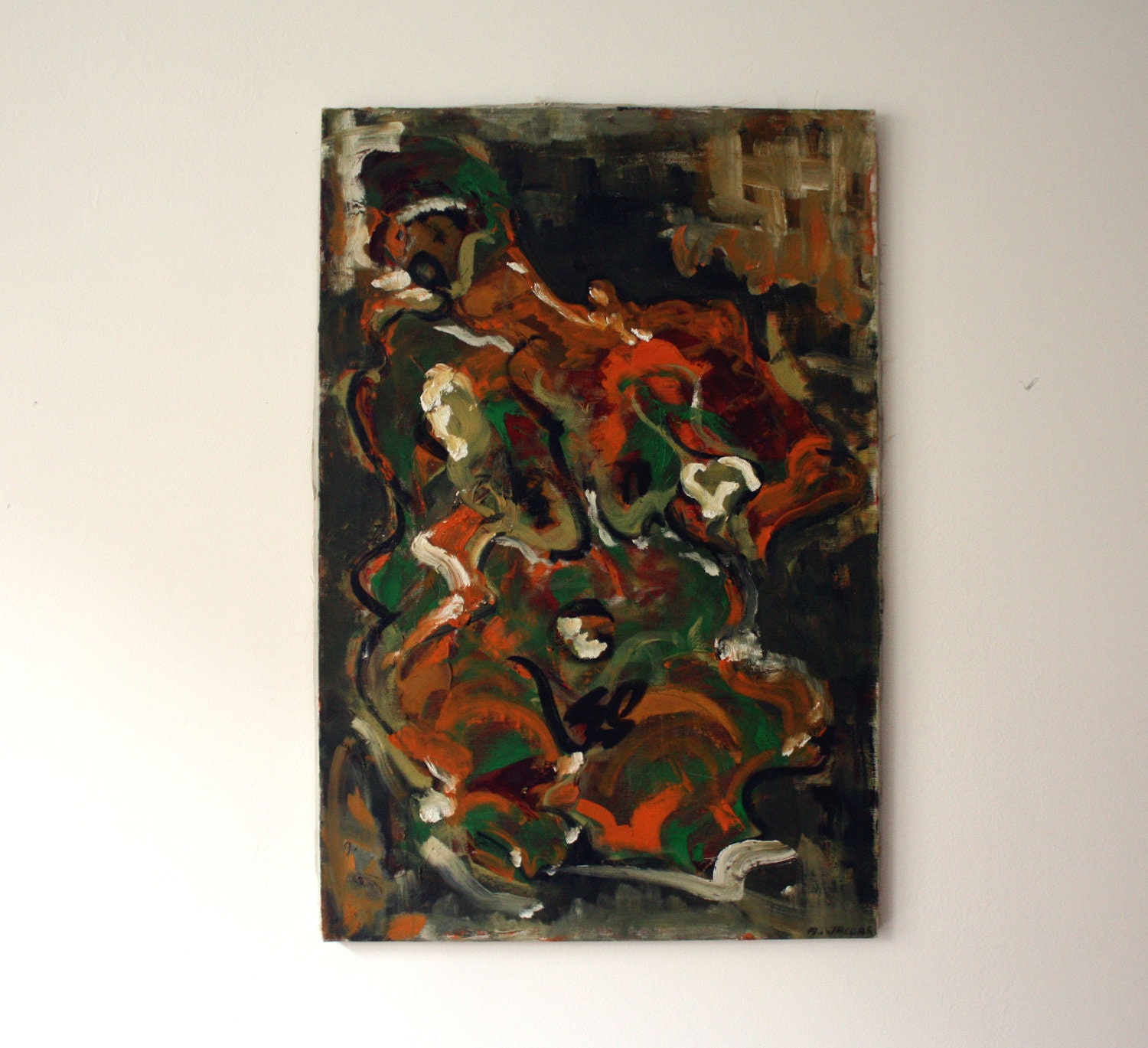 Mid Century Abstract Nude Oil Painting Signed A. Jacobs