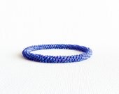 Indigo blue tiny seed beads layered bangle bracelet. Bead woven rope stack bracelet, minimalist style dainty  nautical jewelry. - CallOfEarth