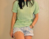vintage sweater top, mint green, small-medium