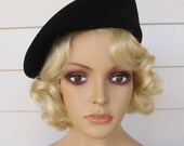 1960s Beret ... Black Modified Wool By Frank Clive