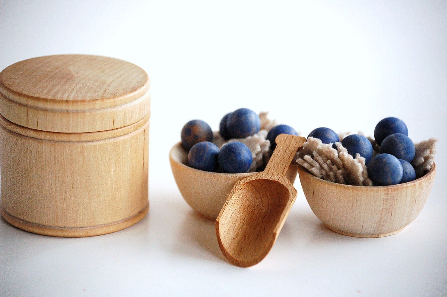 Natural Wood Pretend Play Food - BERRIES  n OATMEAL- Waldorf Inspired Toy