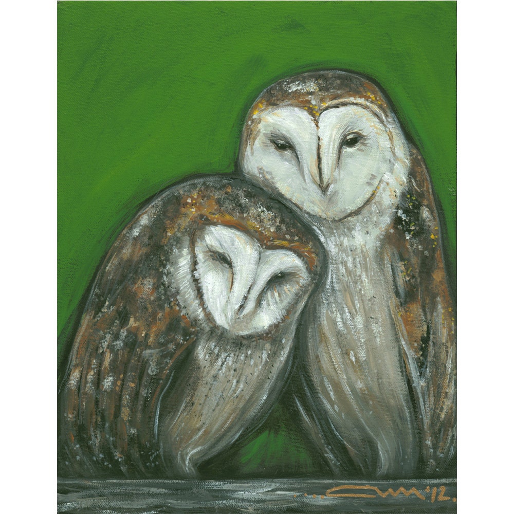 Owl Painting Print 11 x 14 Art Frame Barn Snowy Bird of Prey White Raptor Hawk Eagle Hunter Feather Totem Nature Portrait