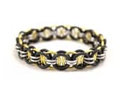Gold and Black Stretchy Helm Chain Bracelet - Handmade Chainmaille Jewellery