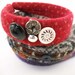 Red Felted Wide Headband: Vintage Buttons, Felted Wool, Wool Felt, Repurposed Sweater