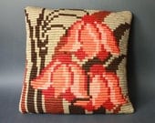 Vintage Bargello Pillow Cover Red
