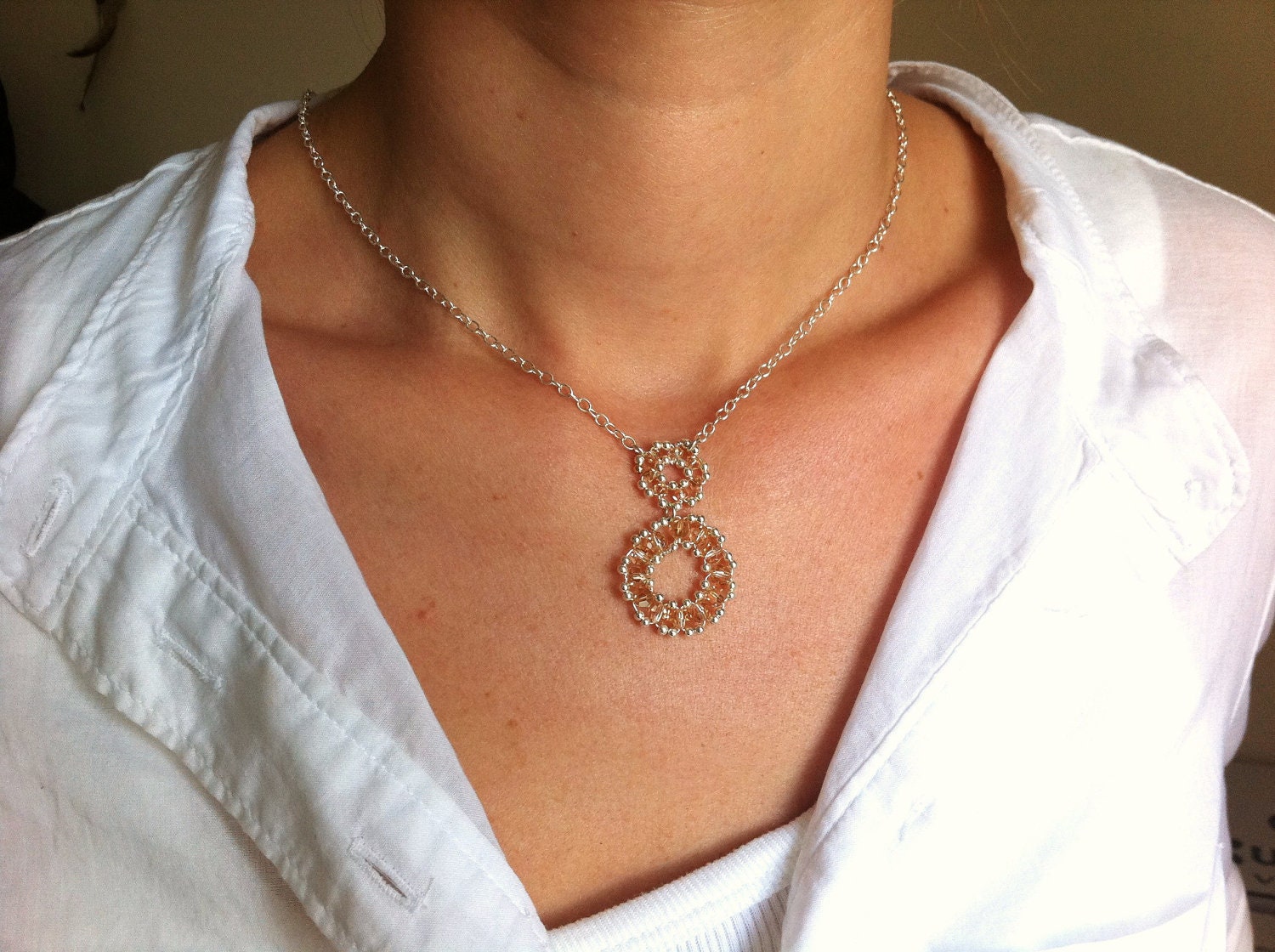 Swarovski crystals circles with  sterling silver beads