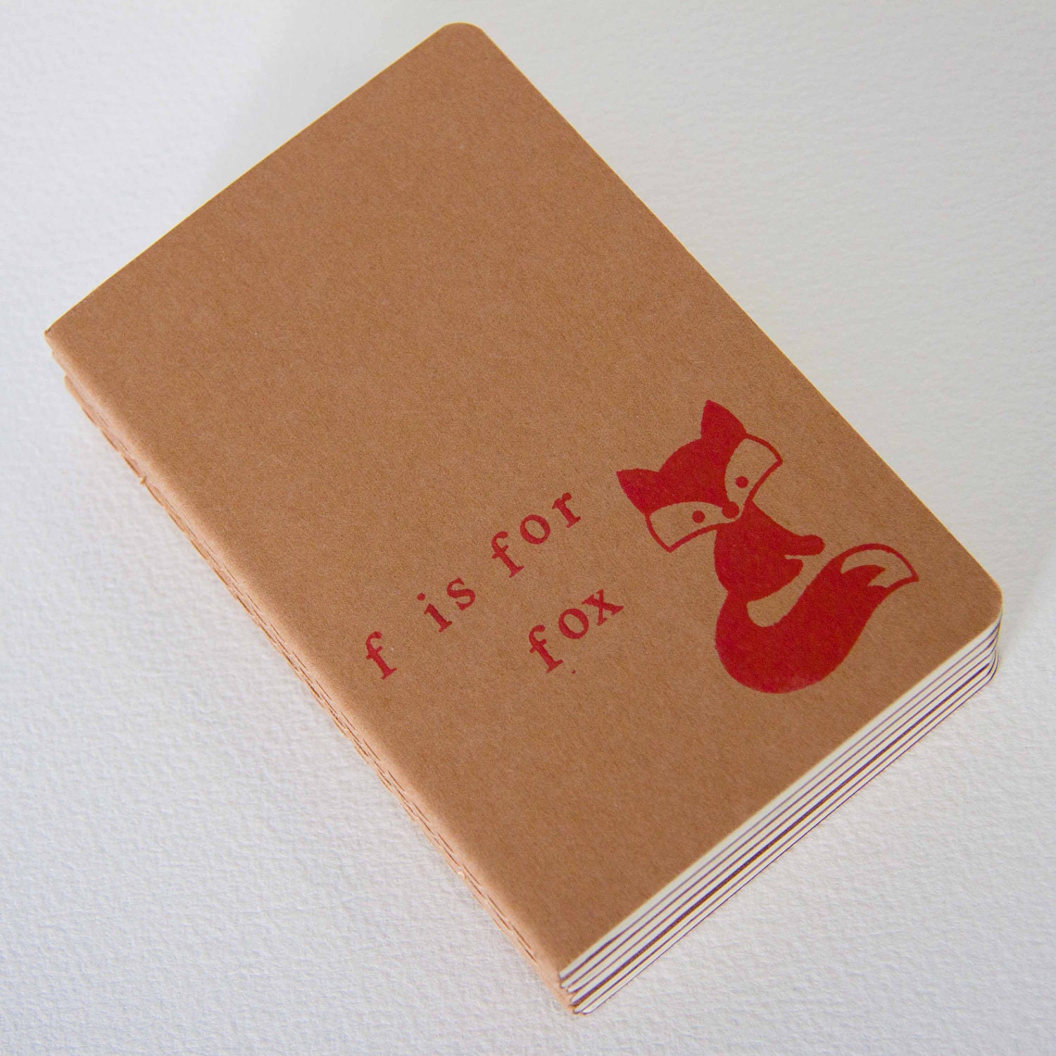 f is for fox - hand stamped moleskine notebook pocket size