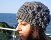 Womens Hats, Hand Knit Hat Women, Winter Knit Hats Woman, Knit Beanie, Adult Hats Women Knit Hat With Flower