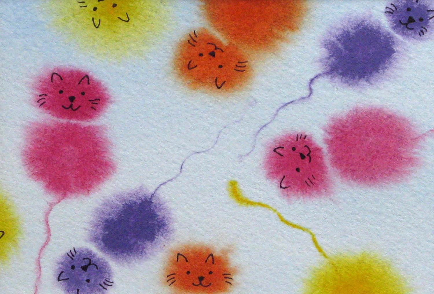 Kitty Microbes 2 - watercolor painting of kitten microbiome