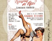 Sexy Retro Lingerie Bridal Shower - Pinup Invitation - Customizable Wordings - Print-your-own