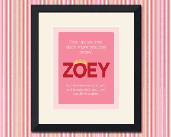 Once Upon a Time, Princess Print, Customized Name, 8x10 inch