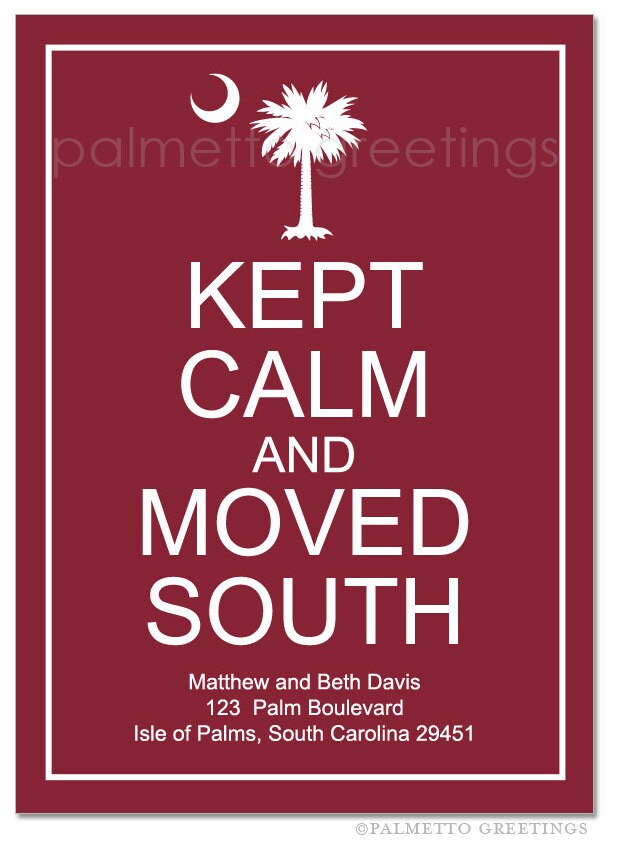 PRINTABLE - Kept Calm and Moved South, South Carolina New Address - Palmetto Tree with Crescent Moon