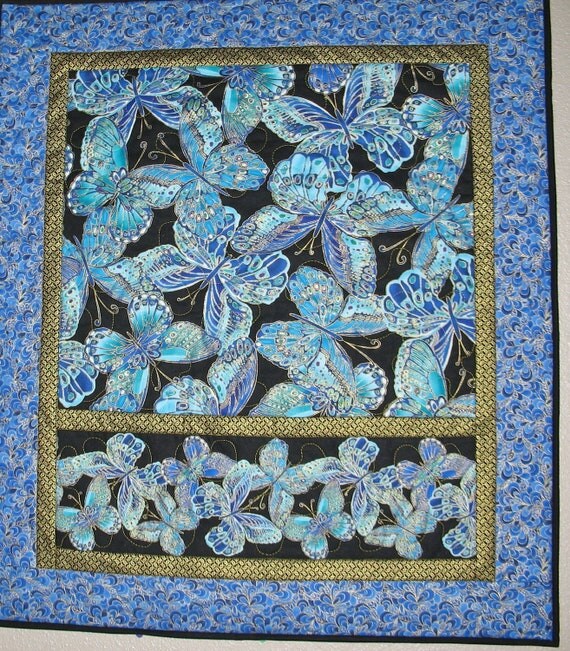 Butterfly Wall Art Quilted or Table Topper in Timeless Treasures Shimmer Fabric Line