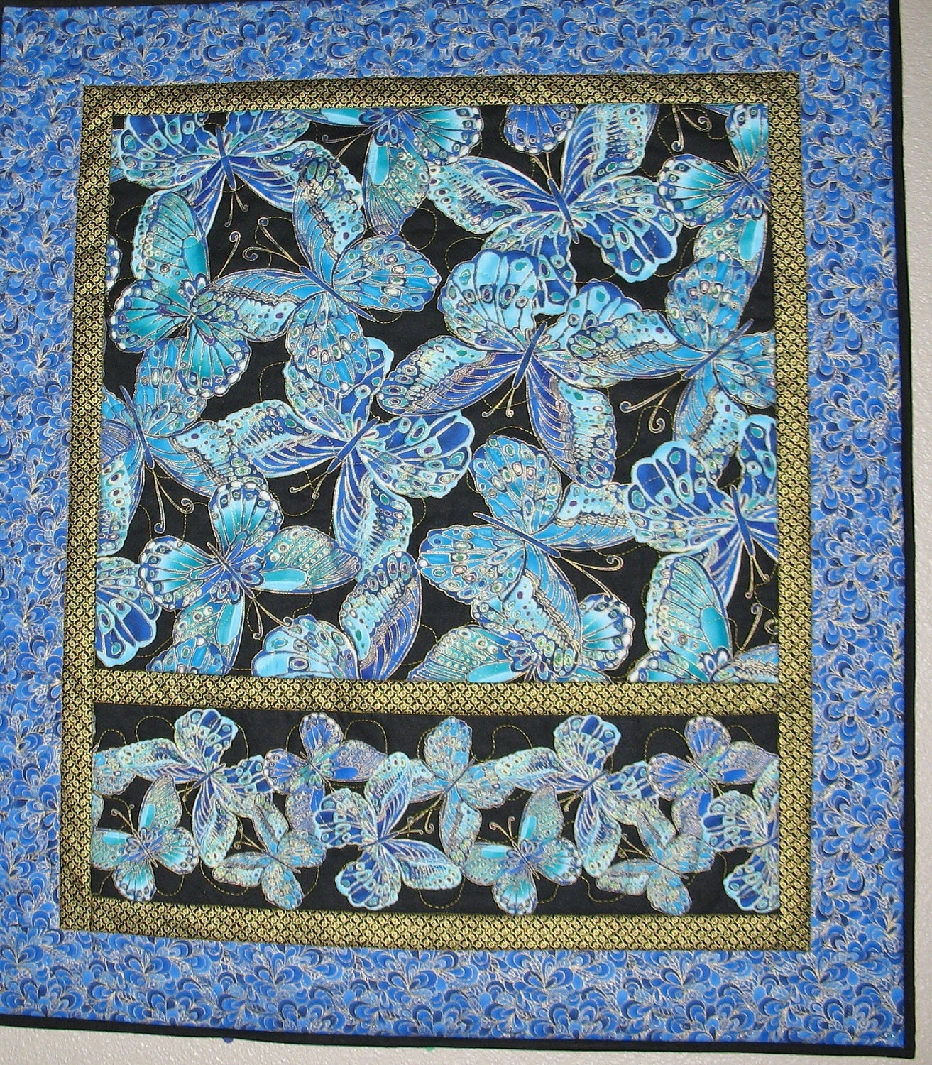 Butterfly Wall Art Quilted or Table Topper in Timeless Treasures Shimmer Fabric Line
