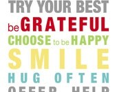 Subway Art Family Rules Print - Art Poster for Kitchen or Foyer - Typography - 20"x30"