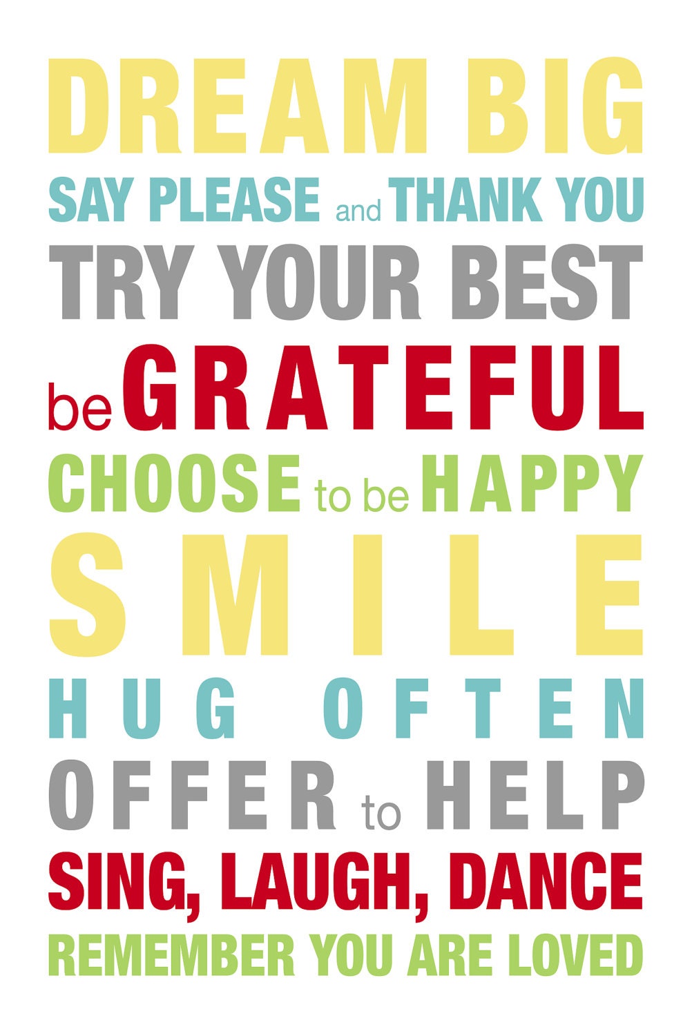 Subway Art Family Rules Print - Art Poster for Kitchen or Foyer - Typography - 20"x30"