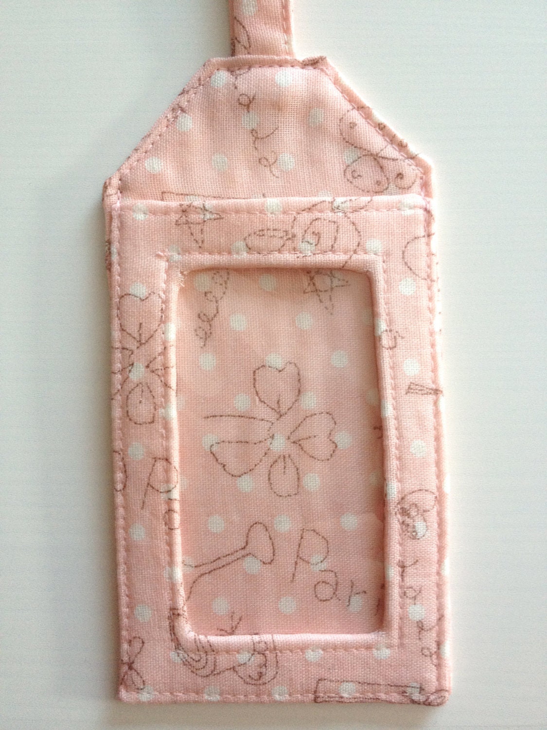 CLEARANCE SALE - Luggage Tag Pink Polka Dot Atelier Akiko by Lecien