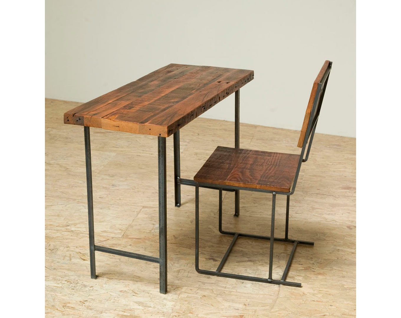 Compact Desk or Console Table - Reclaimed Wood and Iron
