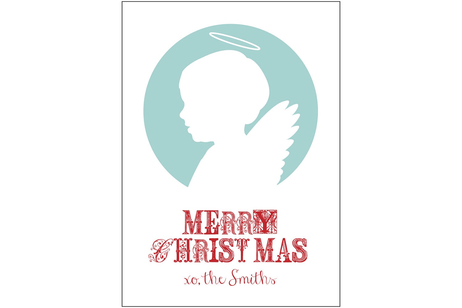 Custom Angel Silhouette Holiday Card or Gift Tags - Personalized & Printable