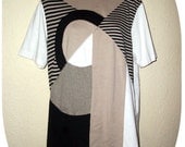 Abstract New wave brown black white tshirt tee 90s