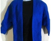 Blue Handmade Woven  texture Sweater Batwing Jacket Coat Vest