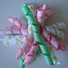 Pink, Green, and White Korker Ribbon Hair Clip