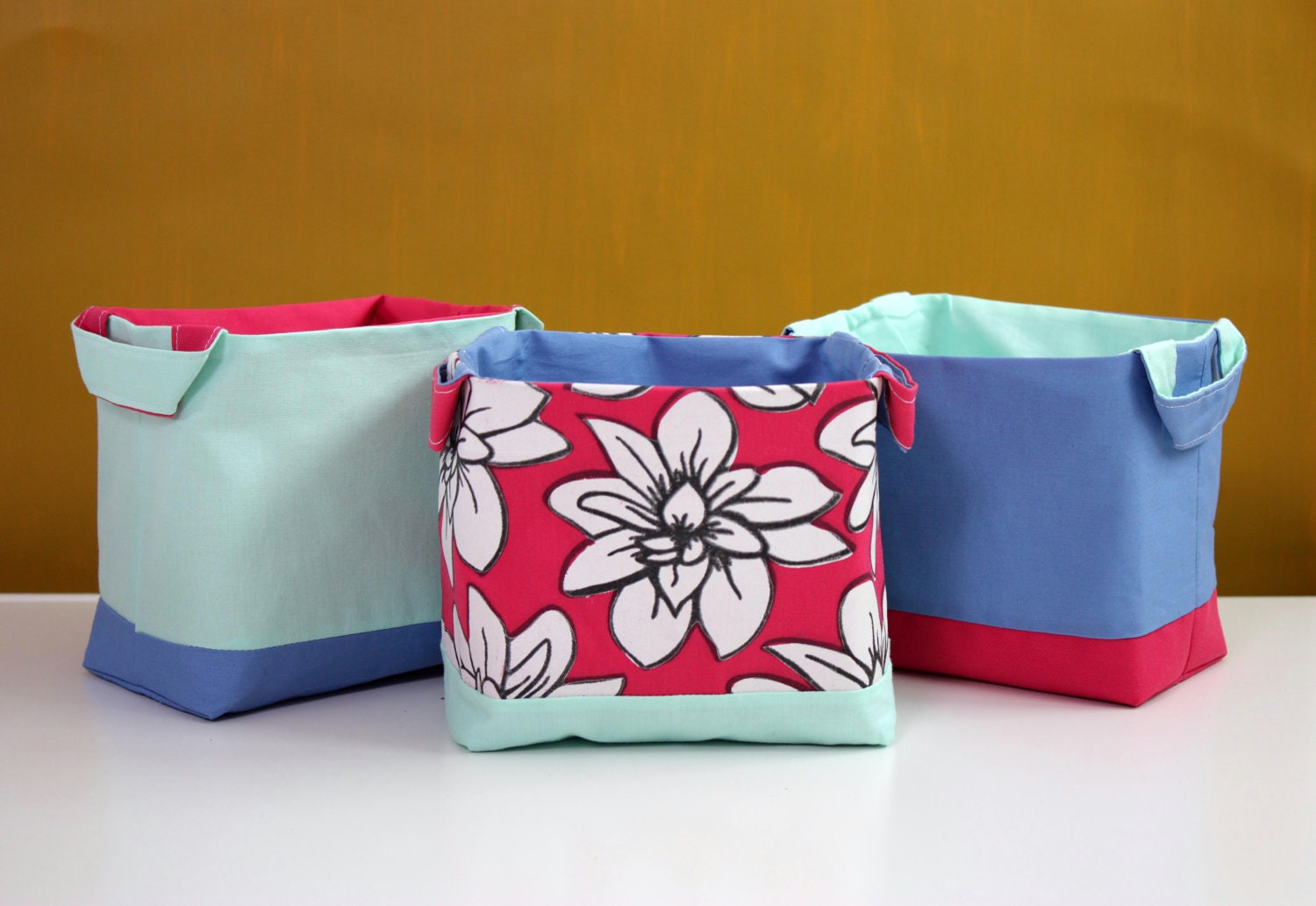 Fabric storage baskets - Leaf print