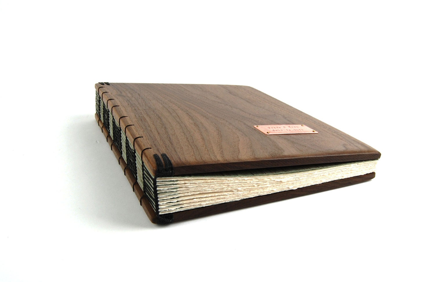 wood guest book -black walnut - custom fall wedding personalized fall green brown rustic - made to order