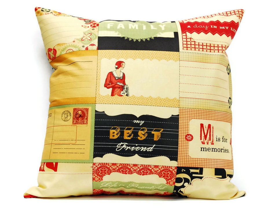 Decorative Pillow cover - Postcards, 18x18 cushion cover, envelope cover, throw pillow cover