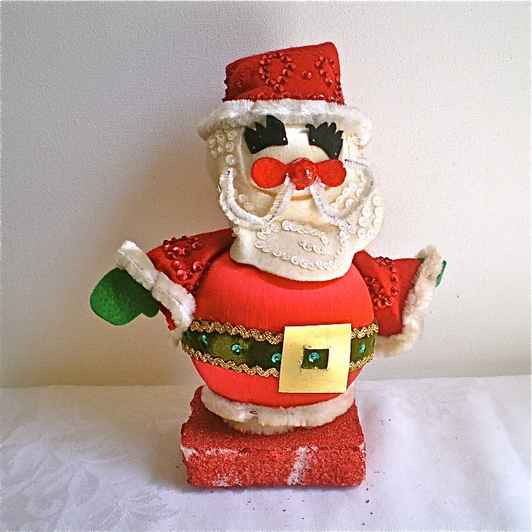 Christmas, Santa, Decoration, Vintage Santa, Home Decor, Kitch, Retro, Hand Made, 1960's, Large, 8 12" tall