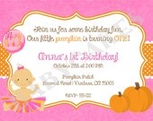 Pumpkin Birthday Invitation 1st  Birthday  - DIY Print Your Own - Matching Party Printables Available