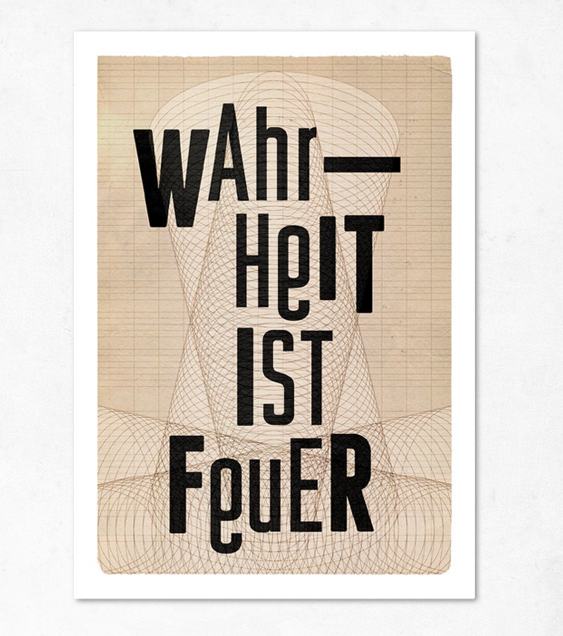 Large illustration print 11.70 x 16.50 (A3). Truth is fire. (Special spring offer: Get a geometric poster for free)