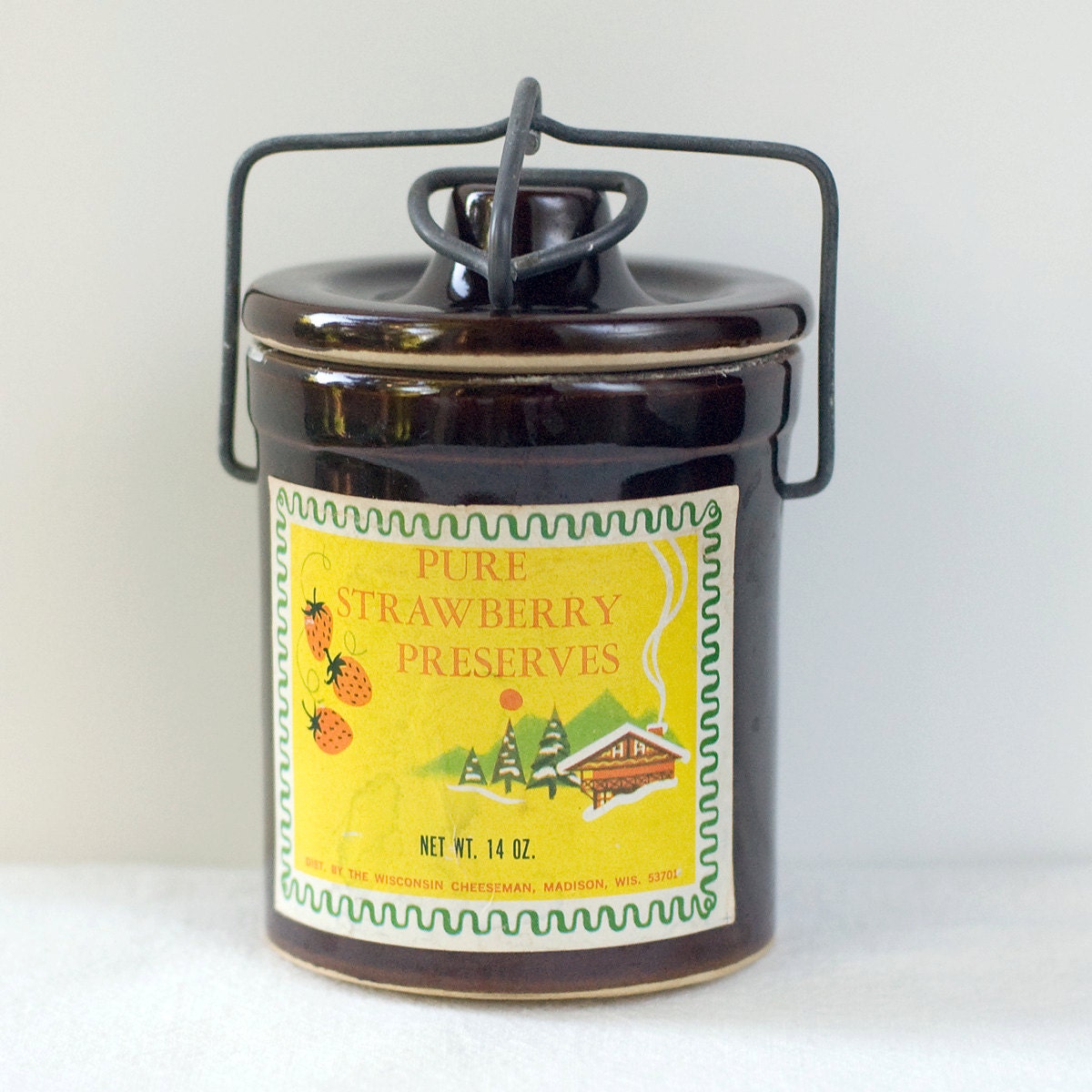 Vintage Strawberry Preserves in a Stoneware Crock