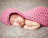 newborn baby photo prop - bubblegum pink crochet blanket wrap mini