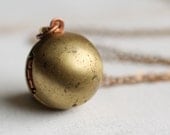Ball Locket ... Sphere Globe Vintage Gold Brass Copper .. Featured on Etsy Front Page