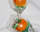 Pumpkin Wine Glasses - hand painted - set of 2