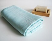 Turkish BATH Towel - Classic Peshtemal - Ice Blue (white striped)