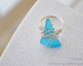 Custom Seaglass Rings - lavender, aqua, cobalt, crystal clear - seaglass wire-wrapped rings