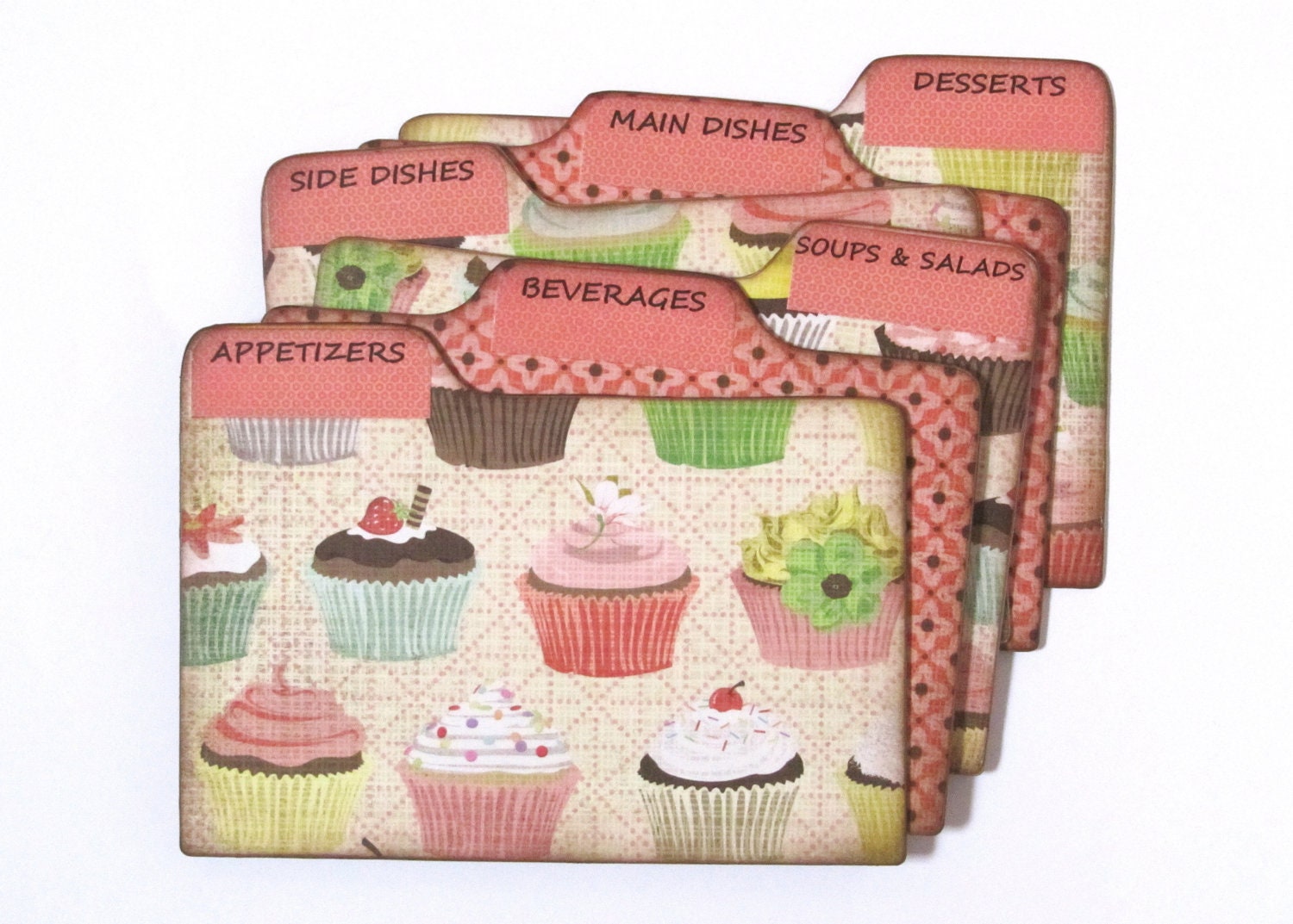 Recipe Box Dividers made of Formica - Cupcakes - for 4x6 inch recipe cards