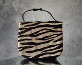 Zebra Print 1960s pony hair Handbag/Muff
