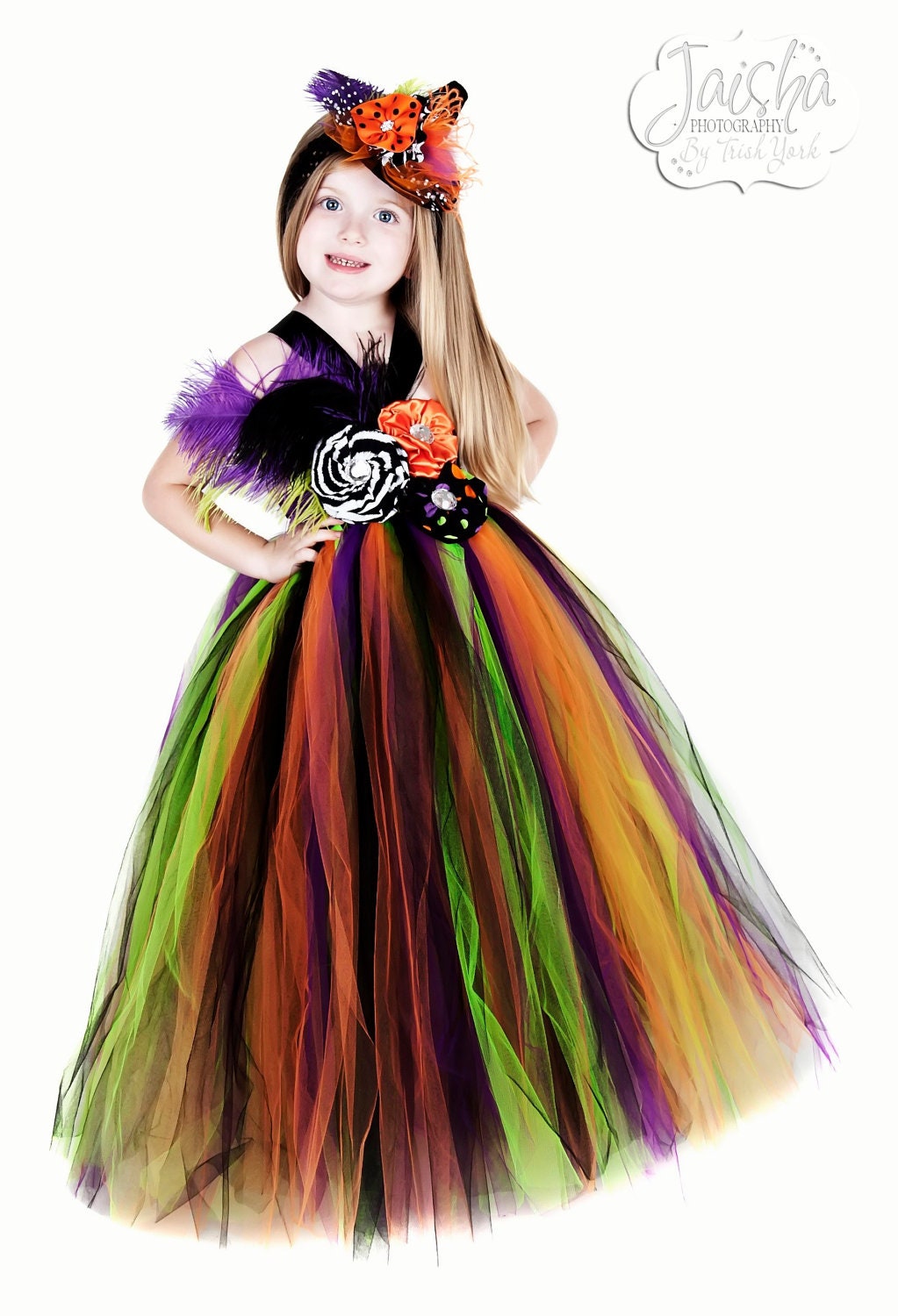 Funky Witch Tutu Dress w/matching Witch Hat......Awesome for Halloween,dress up and photo props