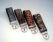 Mini Wild Animal Print Key Fob - Black - Keychain - Leopard, Cheetah, Zebra