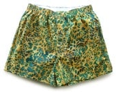 Boxer Shorts M for Men, Green on Gold 100% Cotton Batik (M/GR011 )