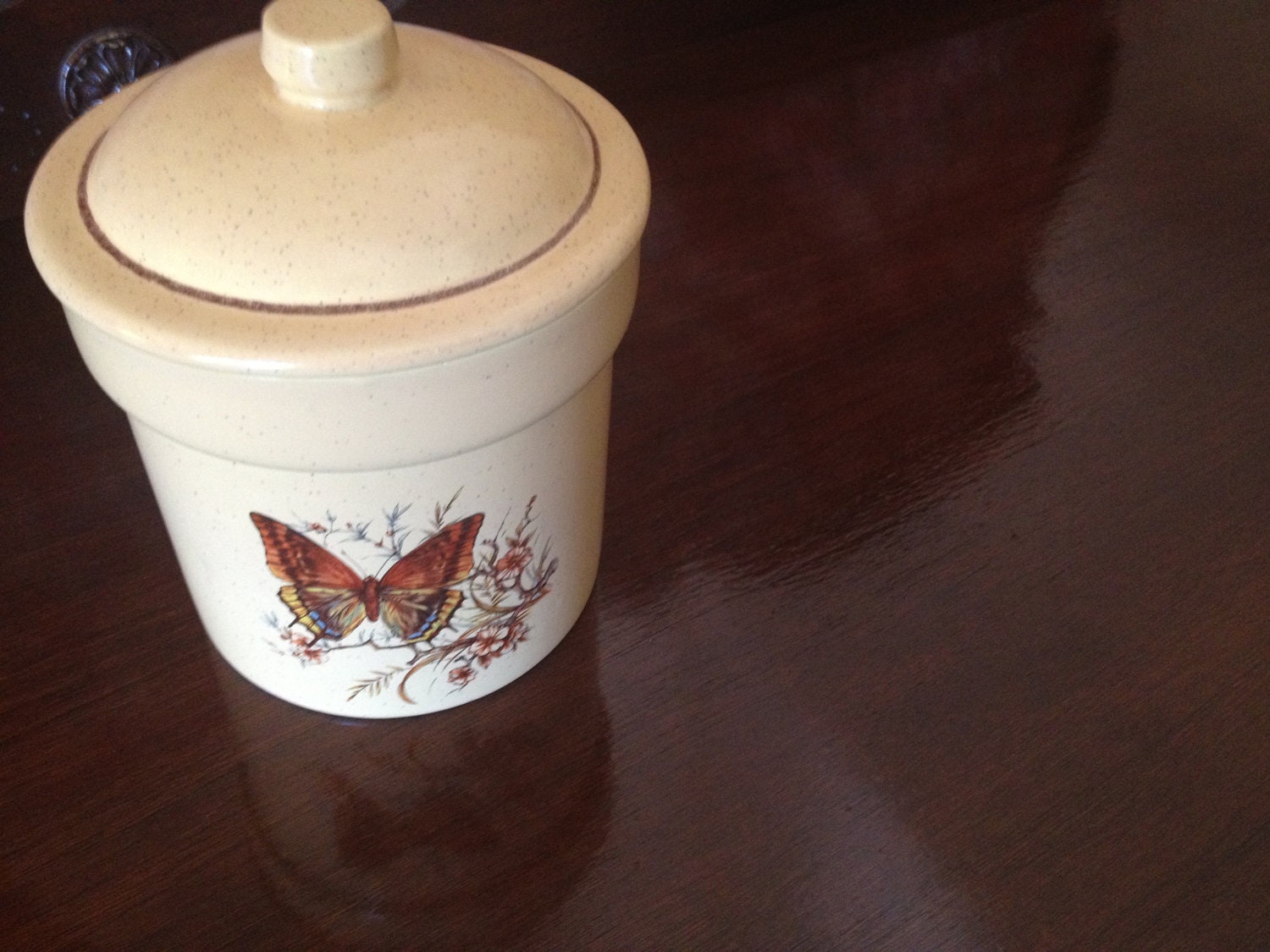 Vintage Butterfly Canister with lid