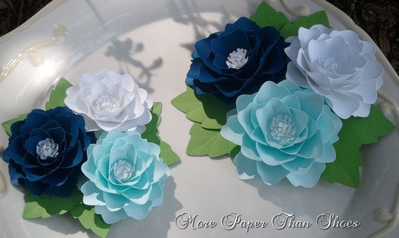 Paper Flowers - Handmade - Wedding Decorations - Table Centerpieces - Anniversary - Birthday - Made to Order - Custom Colors Il_570xn