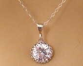 Cubic Zirconia Necklace: Round CZ Solitaire Necklace, Sterling Silver,  Cubic Zirconia Bridal Necklace, CZ Wedding Jewelry, Graduation Gift