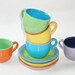 Gibson Child's Tea Cups and Saucers - Bright Colors, Tea Party